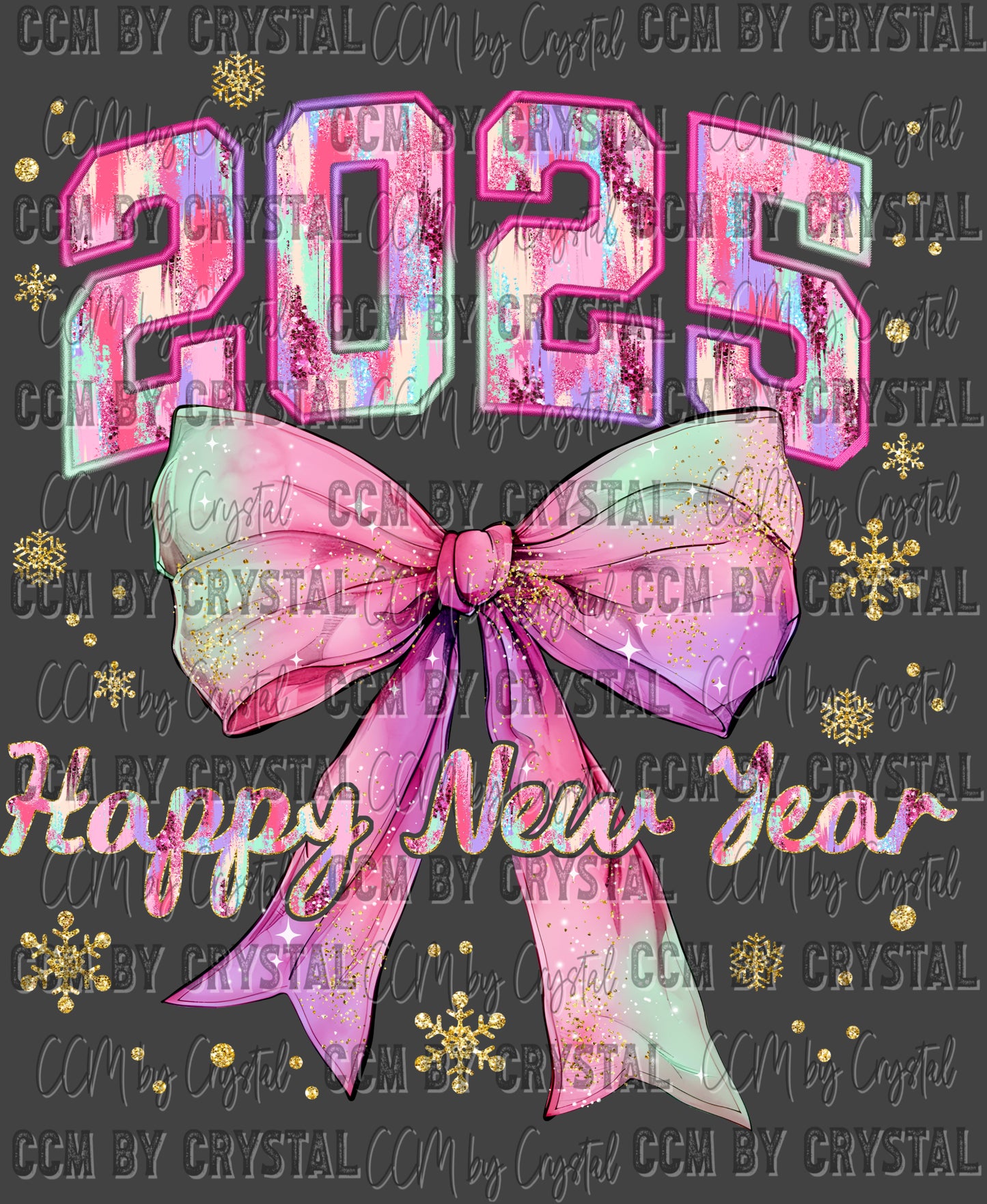 Happy New Year 2025 Ready to Press Transfer DTF Transfer Sublimation Transfer