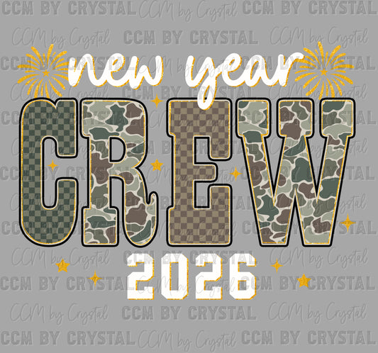 New Year Crew Camo 2026 Ready to Press Instant Peel DTF Transfers