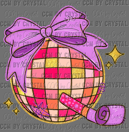 New Year Disco Ball Girl Ready to Press Transfer DTF Transfer Sublimation Transfer