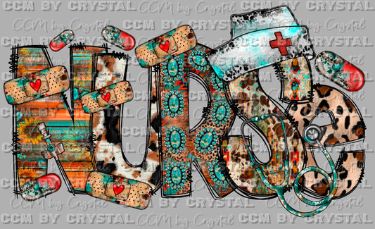 Nurse Western Ready to Press Transfer DTF Transfer Sublimation Transfer