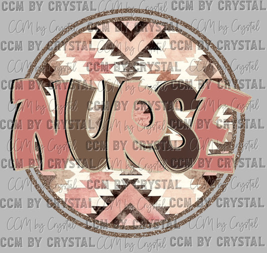 Nurse Aztec Ready to Press Transfer DTF Transfer Sublimation Transfer