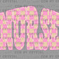 Pink Checkered Ready to Press Instant Peel DTF Transfers Sublimation Transfers