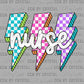 Nurse Lightning Bolts Ready to Press DTF Transfers Sublimation Transfers