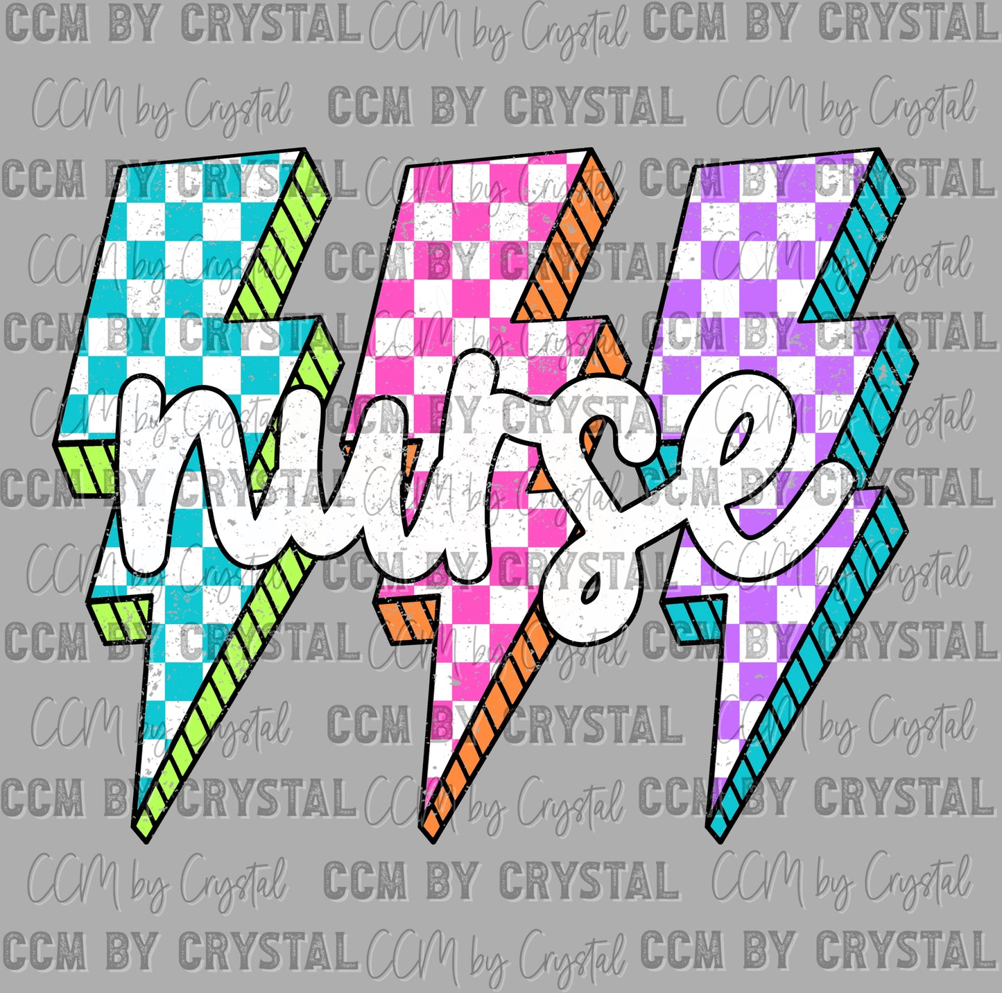 Nurse Lightning Bolts Ready to Press DTF Transfers Sublimation Transfers