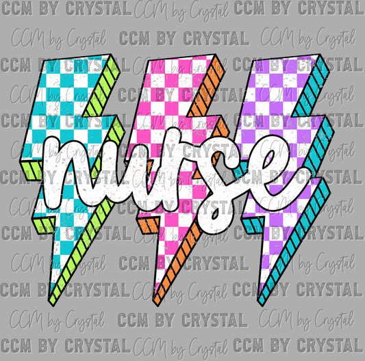 Nurse Lightning Bolts Ready to Press DTF Transfers Sublimation Transfers
