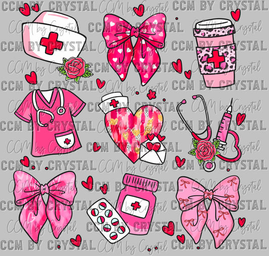 Nurse Valentines Day Ready to Press Transfer DTF Transfer Sublimation Transfer