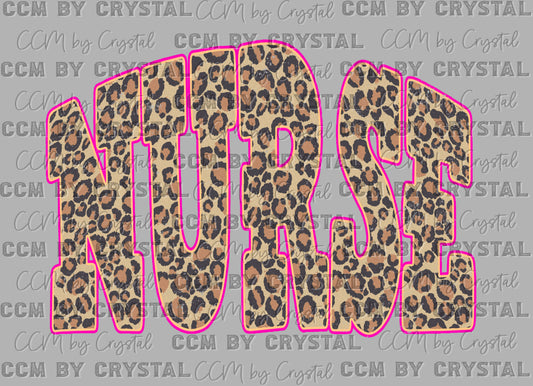Pink Leopard Nurse Ready to Press Instant Peel DTF Transfers Sublimation Transfers