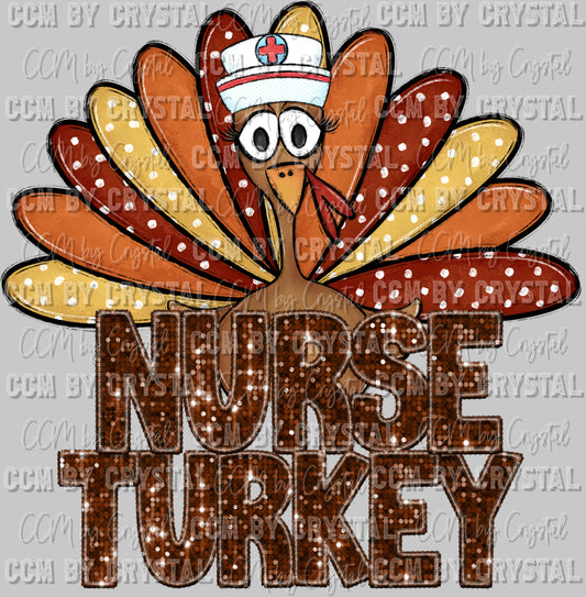 Nurse Turkey Fall Thanksgiving Ready to Press DTF Transfer Sublimation Transfer