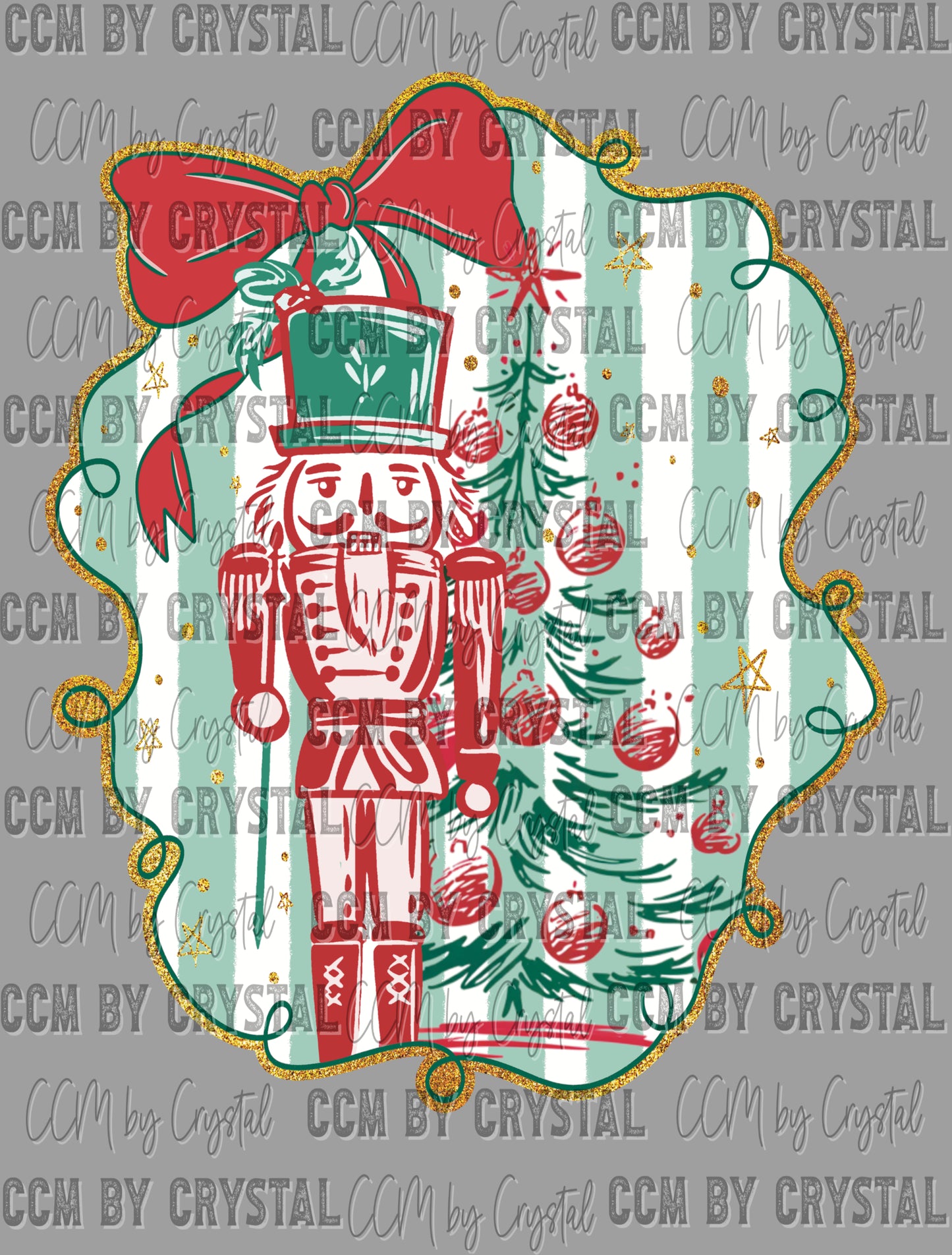 Nutcracker Christmas Faux Fake Glitter UV Transfer Ready to Apply