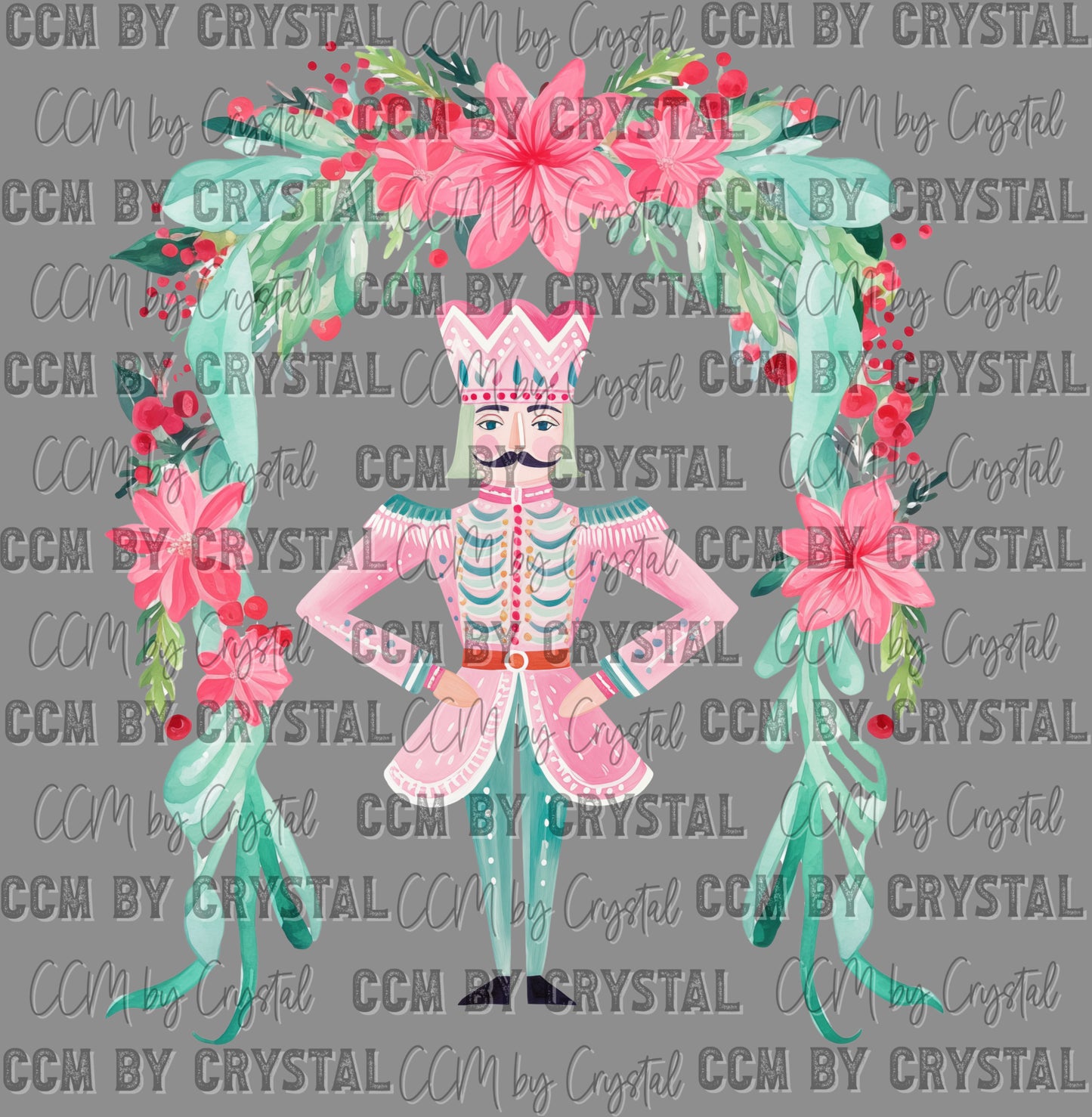 Christmas Nutcracker Floral Ready to Press Transfer Instant Peel DTF Transfer Sublimation Transfer