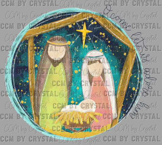Oh Come Let Us Adore Him Manger Jesus Christmas Ready to Press Transfer DTF Transfer Sublimation Transfer