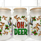 Oh Deer Christmas UV DTF Transfer 16oz Libby Glass Can Wrap Ready to Apply