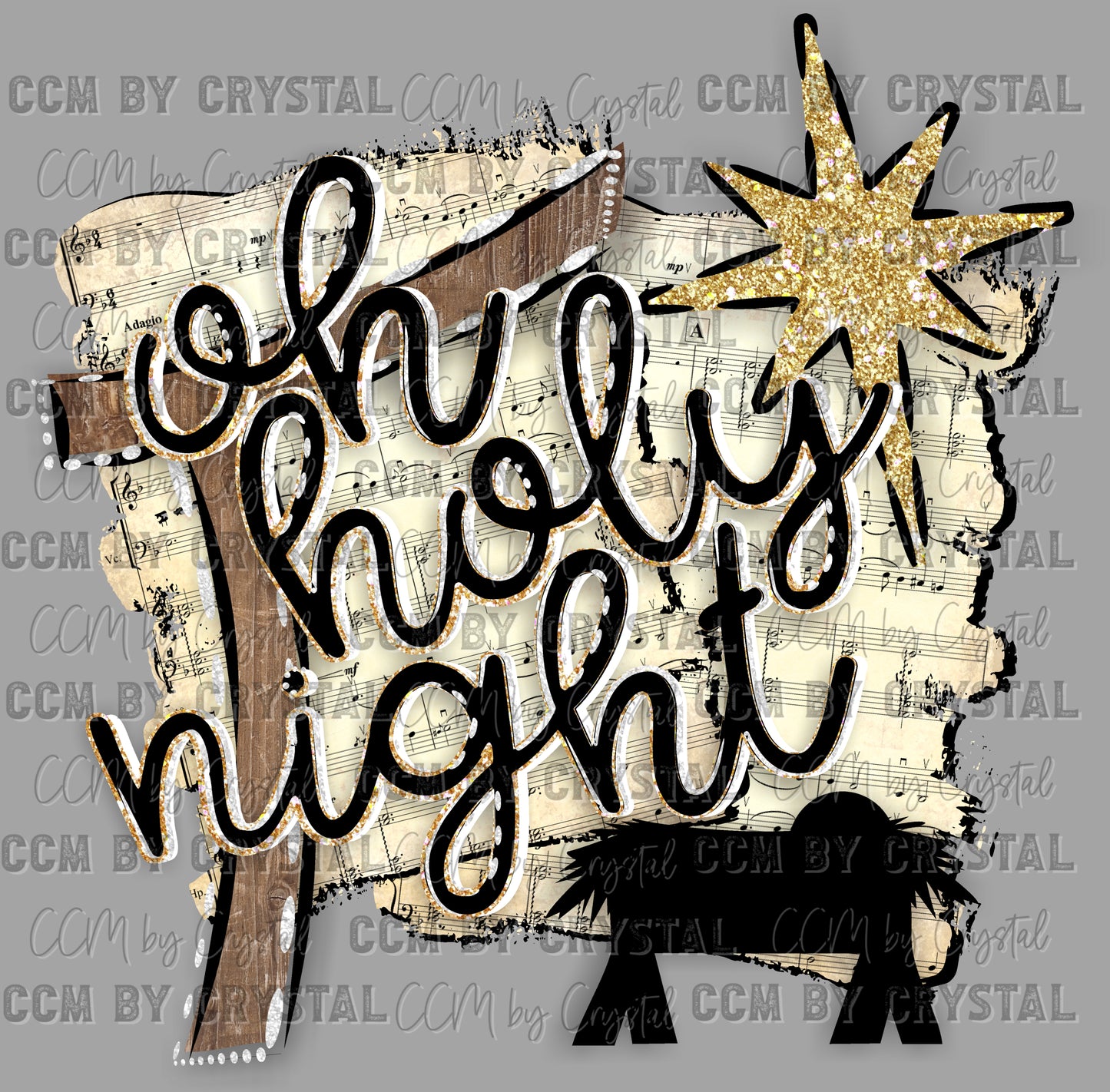 Oh Holy Night Manger Jesus Christmas Ready to Press Transfer DTF Transfer Sublimation Transfer