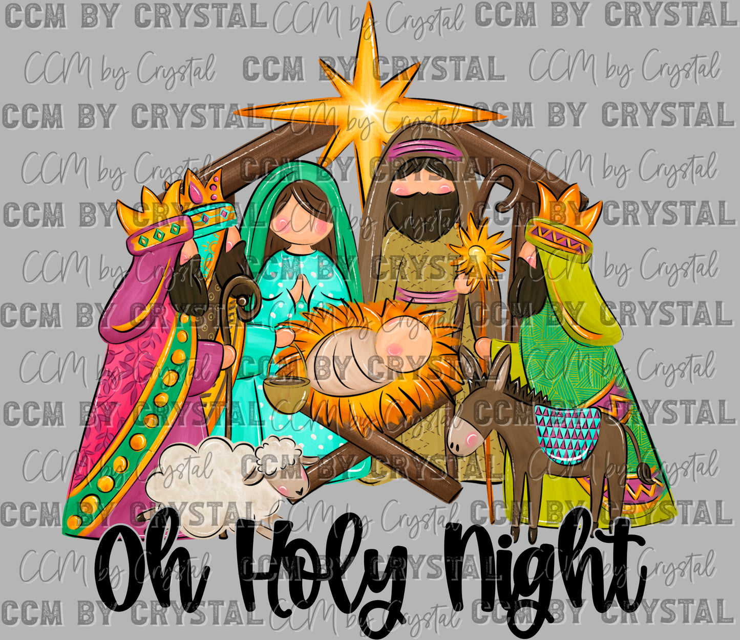 Oh Holy Night Manger Christmas Ready to Press Transfer DTF Transfer Sublimation Transfer