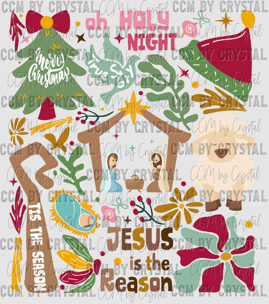 Christmas Oh Holy Night Ready to Press Transfer DTF Transfer Sublimation Transfer