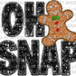 Oh Snap Gingerbread Man Christmas Faux Sequins Faux Embroidery Ready to Press Transfer