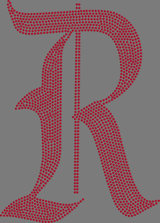 Old English R Karla 1 Color Approximately 8" tall Spangle Transfer