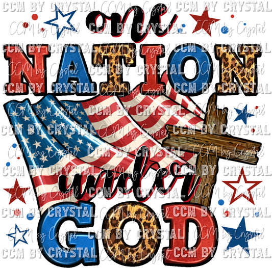 One Nation Under God Patriotic Fourth of July Ready to Press Transfer