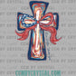 One Nation Under God Cross Fourth of July 4th Patriotic Ready to Press Transfer DTF Transfer Sublimation Transfer