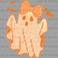 Seersucker Orange and White Ghost Halloween Ready to Press Transfer DTF Transfer Sublimation Transfer