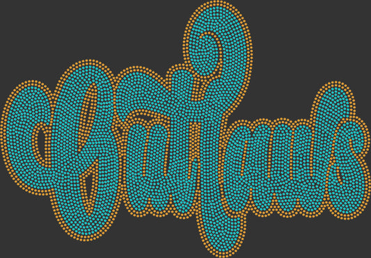 Outlaws 2-Color Approximately 11" wide Spangle Transfer