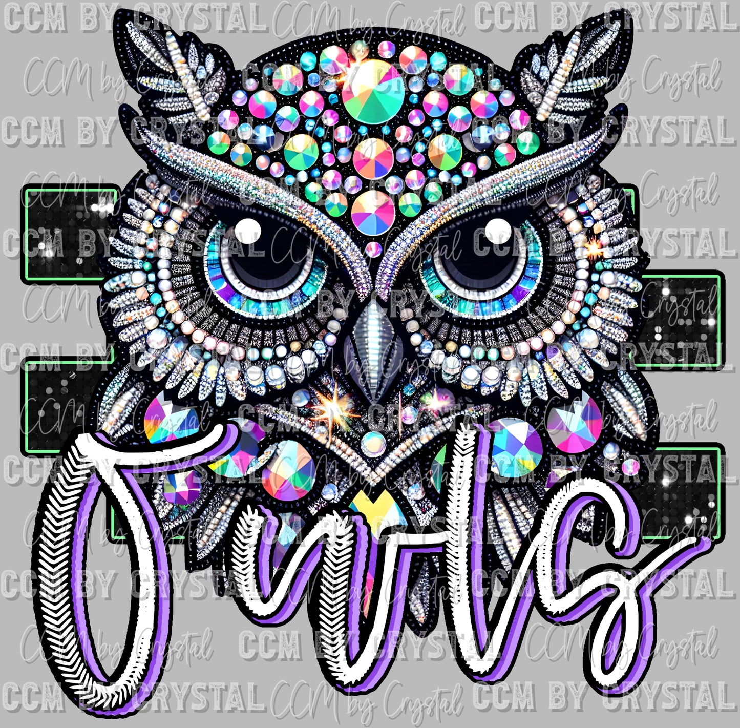Owls Faux Rhinestones Effect Ready to Press Transfer DTF Transfer Sublimation Transfer