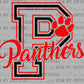 P Panthers Mascot Red and Black Ready to Press DTF Transfers Sublimation Transfers