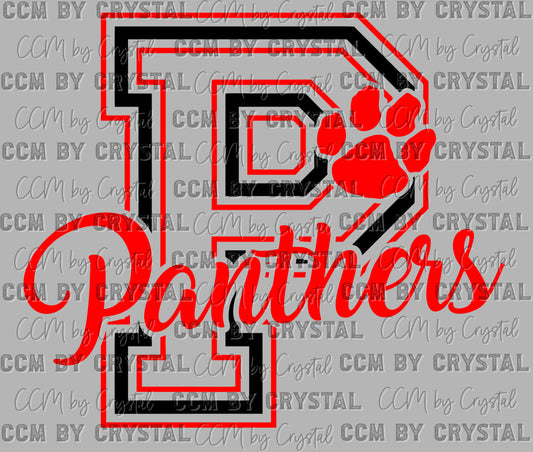 P Panthers Mascot Red and Black Ready to Press DTF Transfers Sublimation Transfers