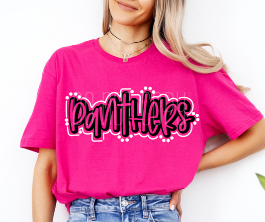 Panthers Doodle Mascot Ready to Press Transfer DTF Transfer Sublimation Transfer