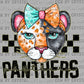 Panthers Cartoon Mascot Ready to Press Transfer DTF Transfer Sublimation Transfer