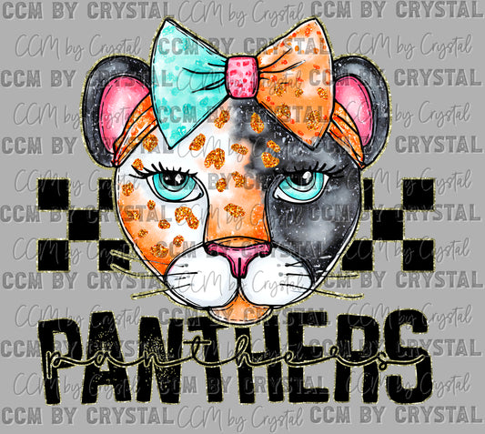 Panthers Cartoon Mascot Ready to Press Transfer DTF Transfer Sublimation Transfer
