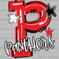 P Panthers Red Mascot Ready to Press DTF Transfers Sublimation Transfers