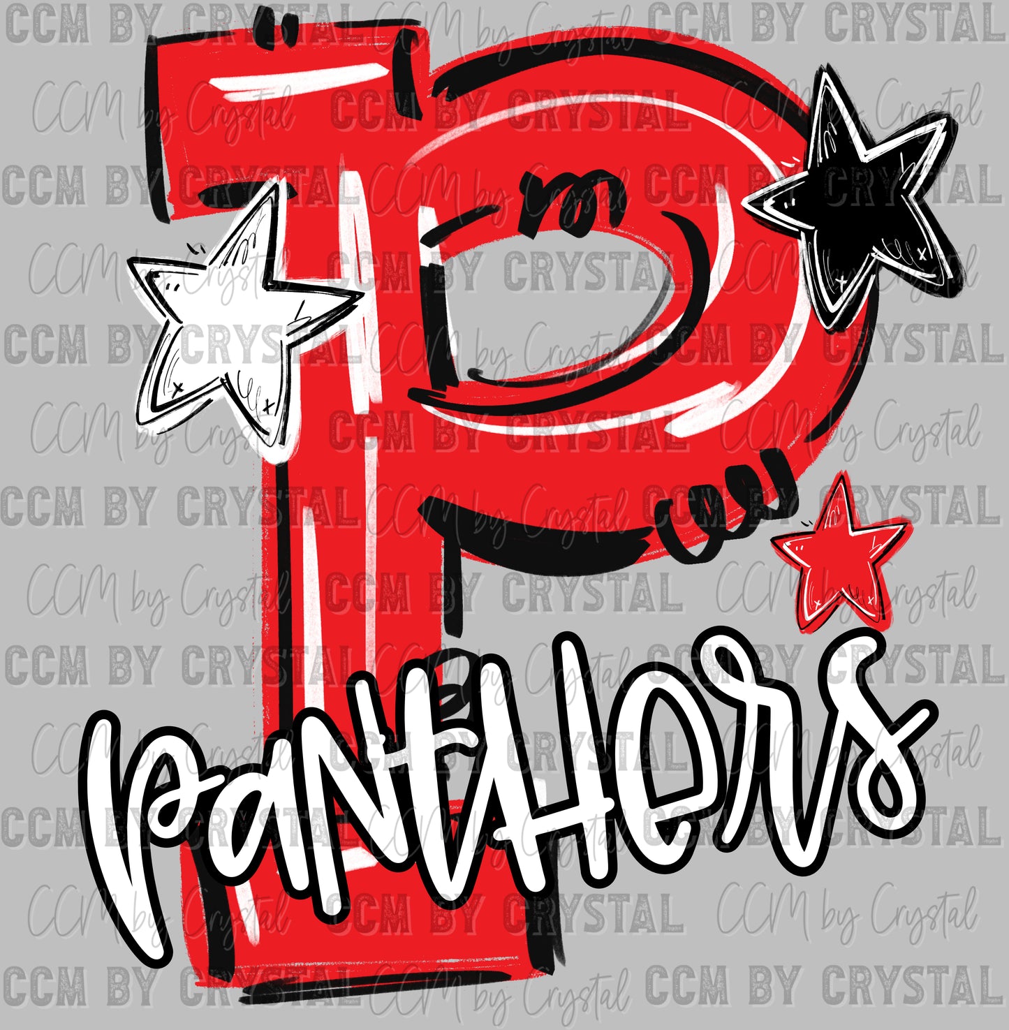 P Panthers Red Mascot Ready to Press DTF Transfers Sublimation Transfers