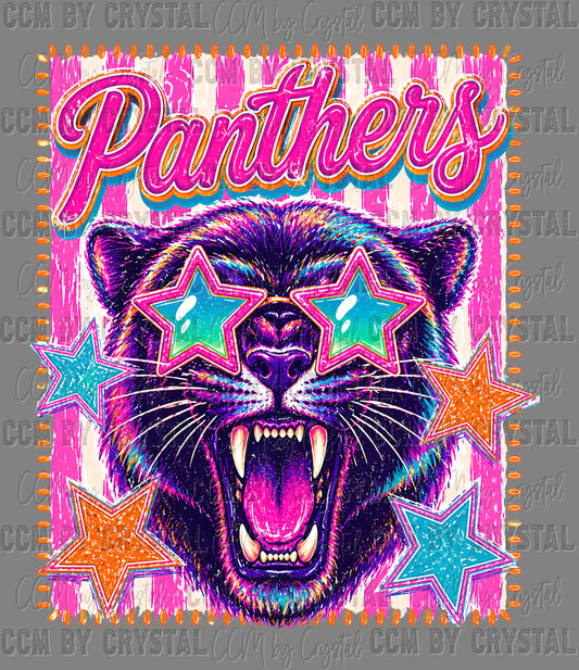 Panthers Star Mascot Ready to Press DTF Transfers Sublimation Transfers