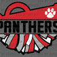 Panthers Mascot Cheer Red and Black Ready to Press DTF Transfers Sublimation Transfers