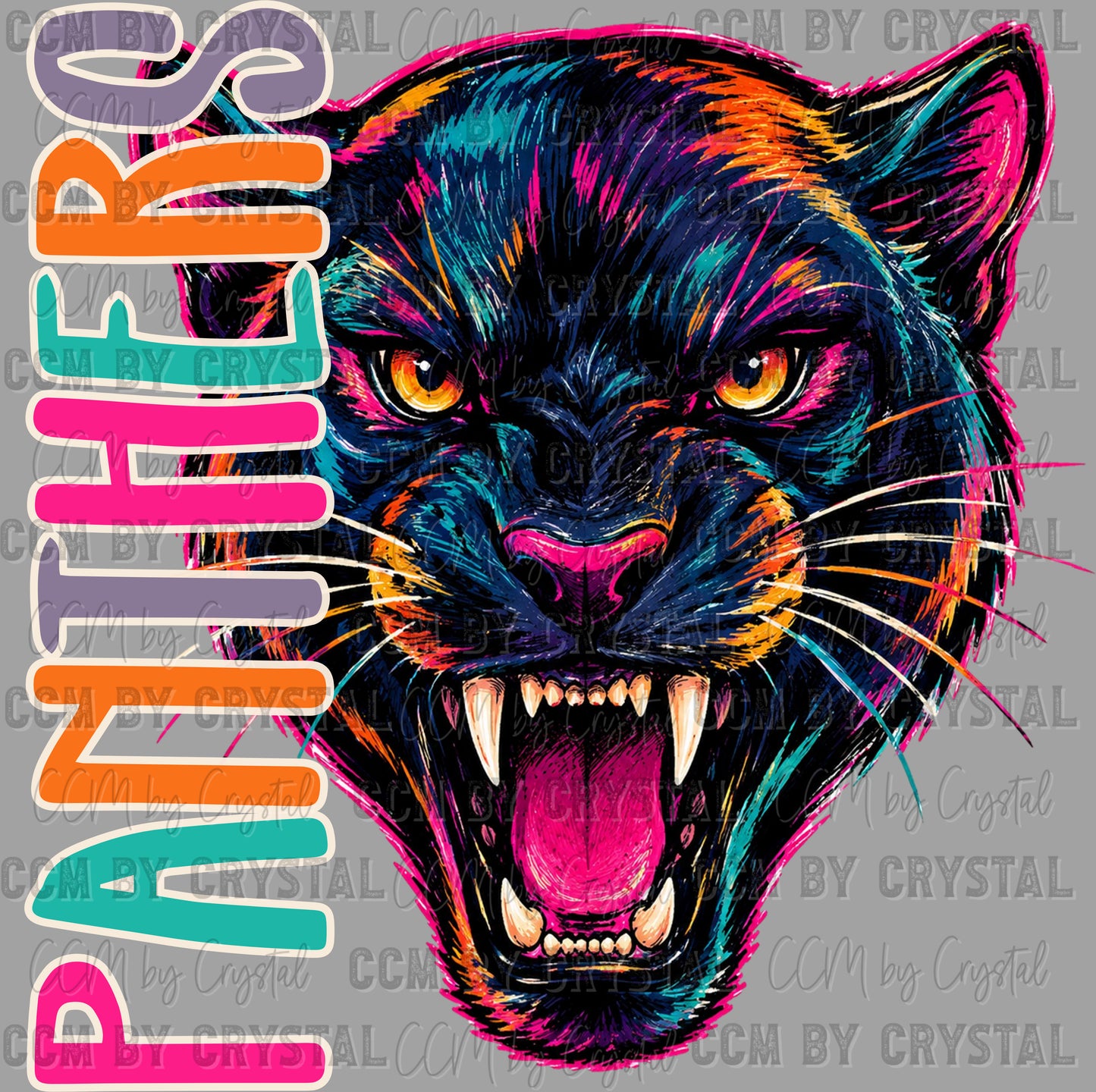 Panthers Colorful Mascot Ready to Press DTF Transfers Sublimation Transfers