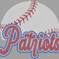 Patriots Softball/Baseball 3 Color Approximately 11" wide Spangle Transfer