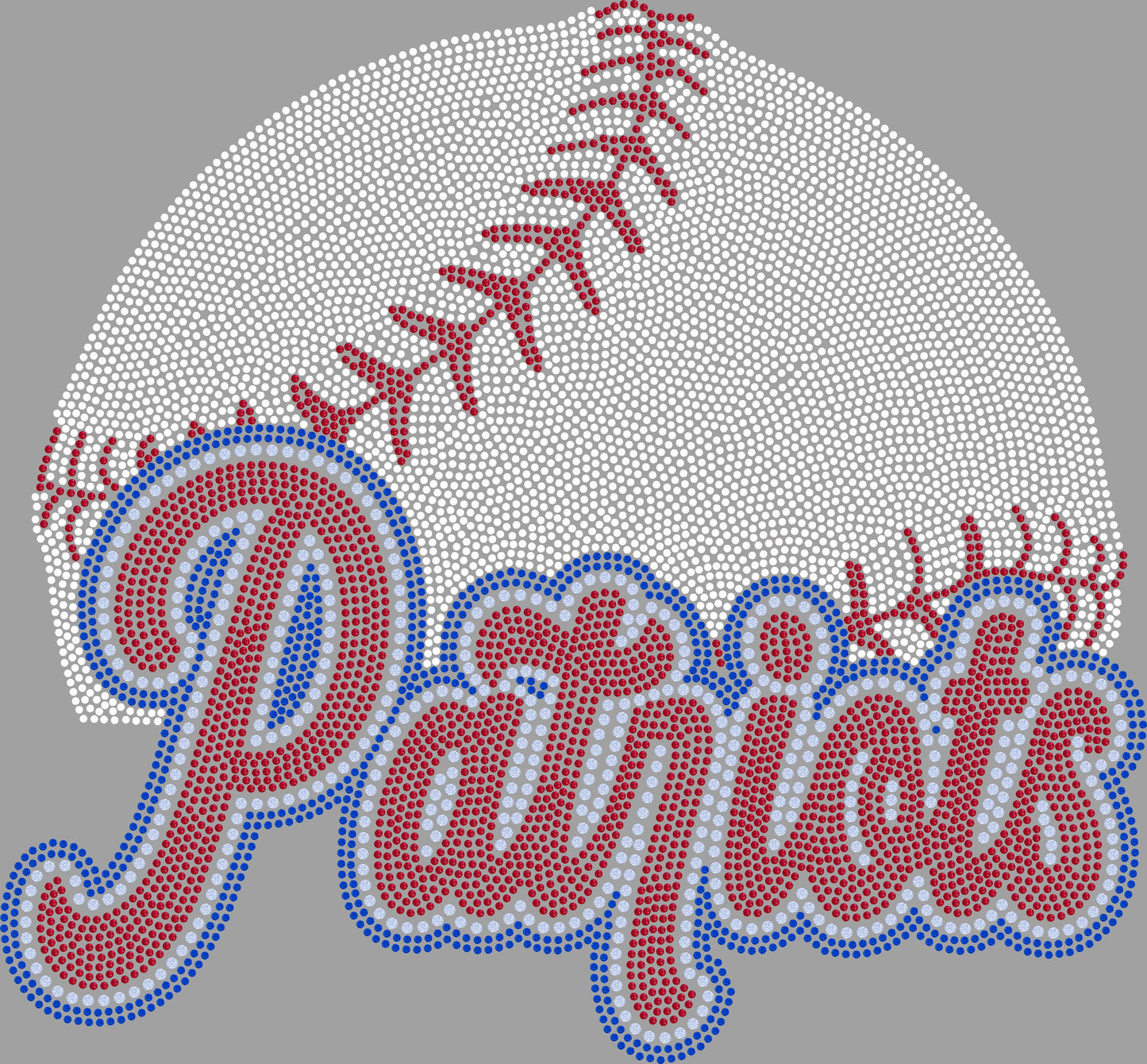 Patriots Softball/Baseball 3 Color Approximately 11" wide Spangle Transfer