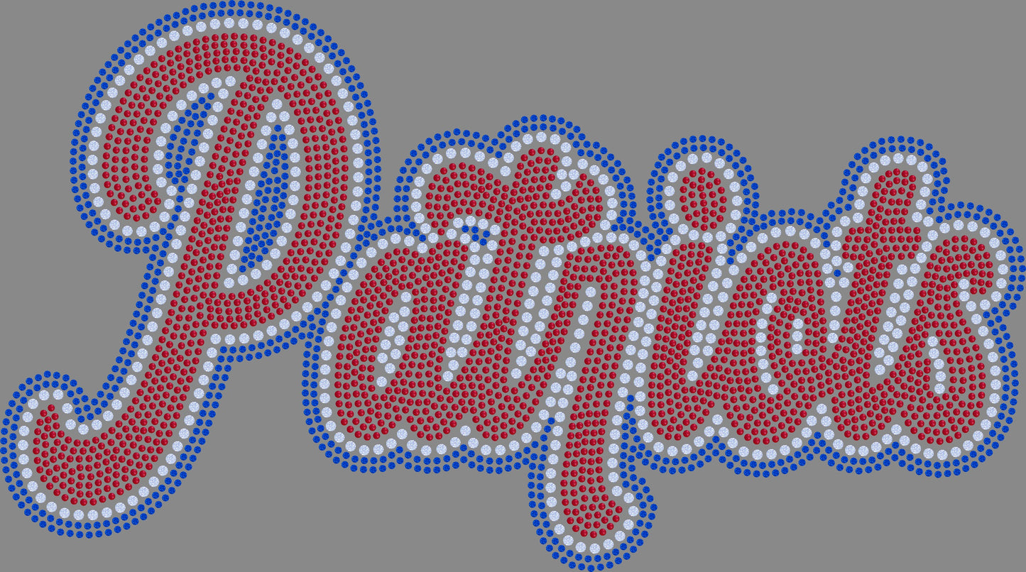 Patriots 3 Color Approximately 11" wide Spangle Transfer