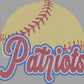 Patriots Softball/Baseball 3 Color Approximately 11" wide Spangle Transfer