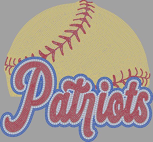 Patriots Softball/Baseball 3 Color Approximately 11" wide Spangle Transfer