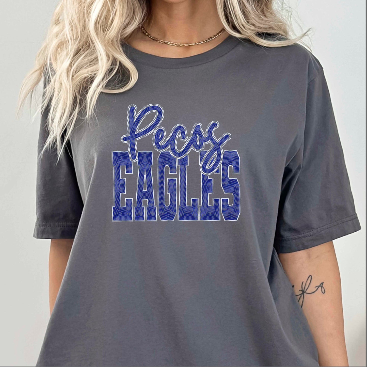 Pecos Eagles 2-Color Approximately 11" wide Spangle Transfer