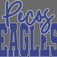 Pecos Eagles 2-Color Approximately 11" wide Spangle Transfer