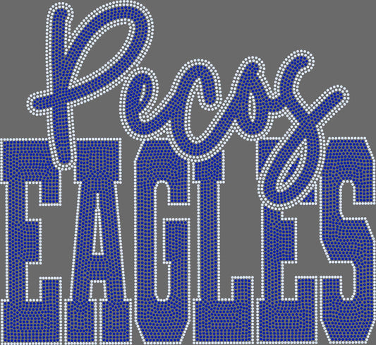 Pecos Eagles 2-Color Approximately 11" wide Spangle Transfer