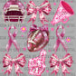 Pink Out Breast Cancer Awareness Football Faux Sequins Ready to Press Transfer DTF Transfer Sublimation Transfer