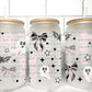 Pink Ghosts Halloween UV Transfer 16oz Libby Glass Can Wrap Ready to Apply