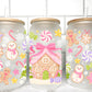 Christmas Pink Gingerbread House UV Transfer 16oz Libby Glass Can Wrap Ready to Apply
