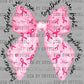 Breast Cancer Awareness Bow Ready to Press Transfer DTF Transfer Sublimation Transfer