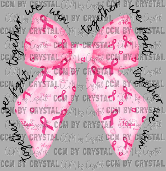 Breast Cancer Awareness Bow Ready to Press Transfer DTF Transfer Sublimation Transfer