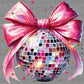 Pink Bow Disco Ball Ready to Press Transfer DTF Transfer Sublimation Transfer